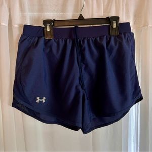Under Armour Women’s Fly By 2.0 Navy Activewear Shorts Size Medium